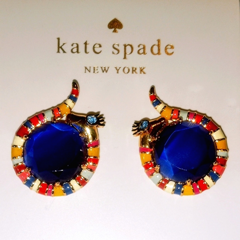KATE SPADE NEW YORK earrings Lizard gecko rhodium plate gold tone NEW